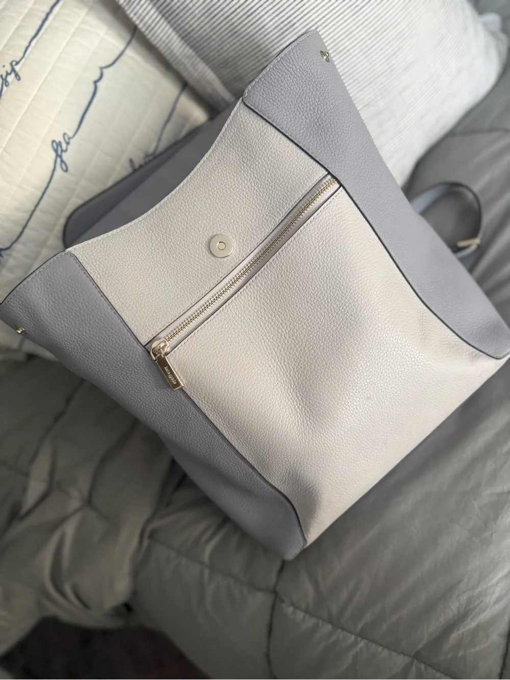 kate spade Two-Tone Gray and Cream Leather Backpack